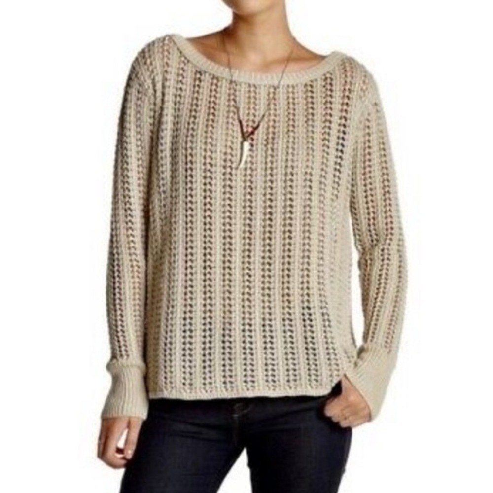 Calypso St Barth Varinka Oatmeal Beige Open Knit Sweater Sz S